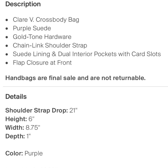 💜 Clare V suede shoulder crossbody 💜 - Picture 6 of 6